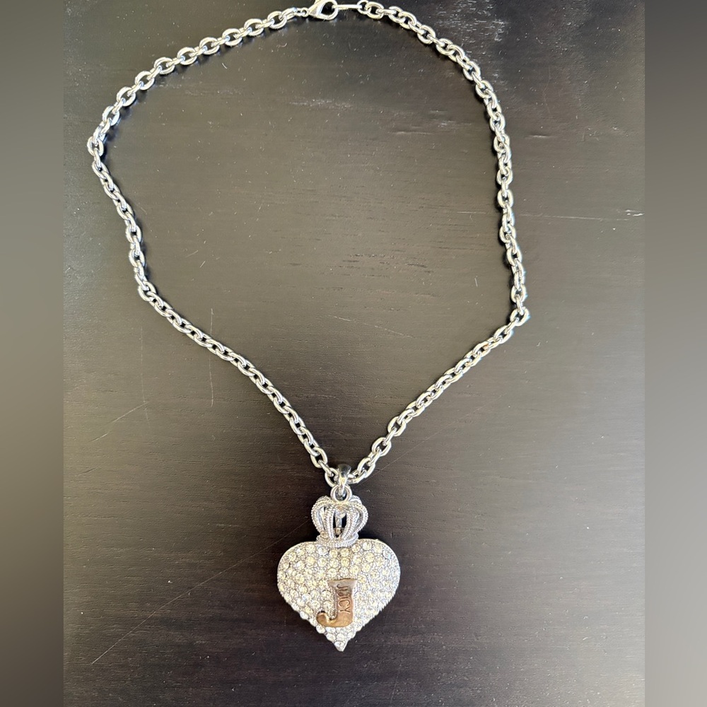 Juicy Couture  Heart Pendant Necklace with Crown Accent - Sparkling Crystal